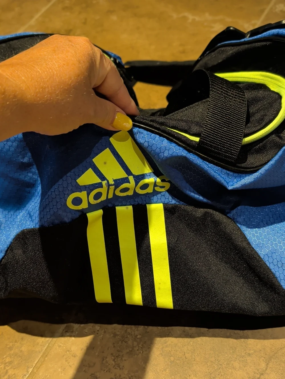 adidas Blue and Neon Yellow Training Duffel